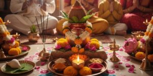 Vastu Shanti puja setup with traditional items for 2025 muhurat